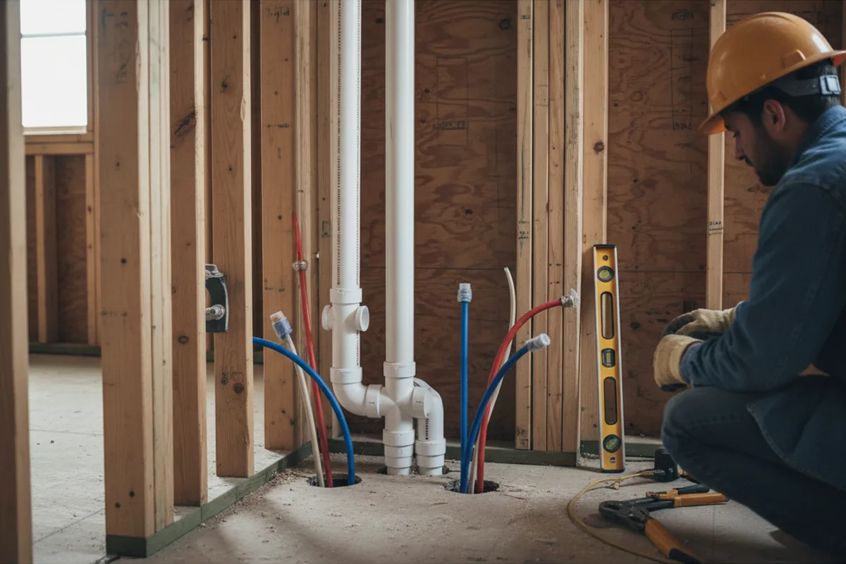 Drain and supply rough-in during Leak Detection in Cos Cob