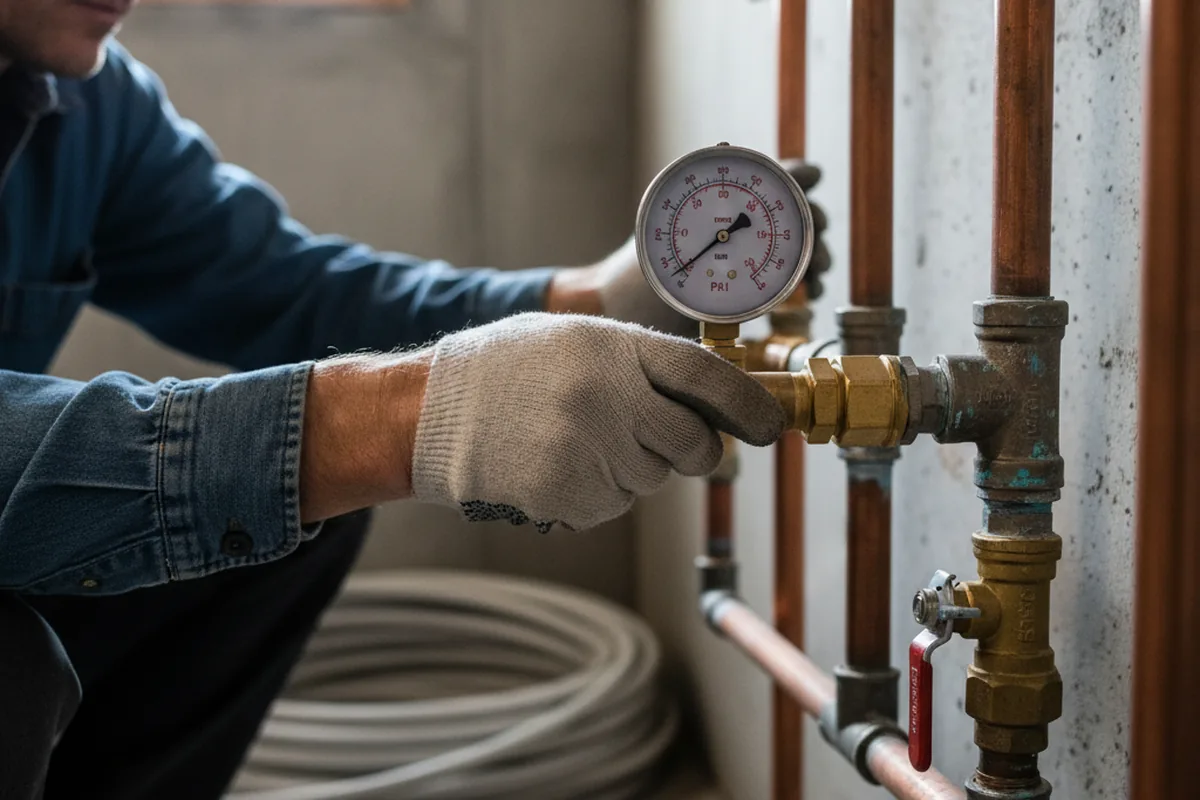Pressure testing a repaired line during Water Line Repair in Cos Cob